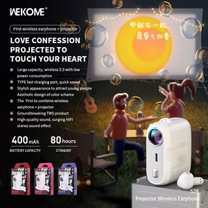 WEKOME S28 Pop Digital Series Bluetooth 5.3 TWS bezvadu austiņas ar uzlādes futrālī iebūvētu projektoru un 5 projektora slaidiem, baltas