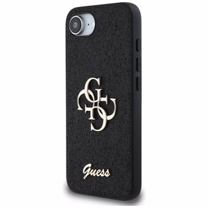Guess Fixed Glitter Big 4G viedtālruņa apvalks iPhone 16e - melns