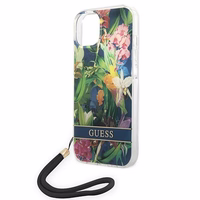 Guess GUOHCP14MHFLSB iPhone 14 Plus 6.7 "zils/zils cietais apvalks Ziedu siksna