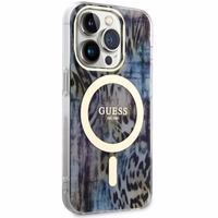 Guess GUHMP14LHLEOPWB iPhone 14 Pro 6.1" zils/zils cietais apvalks Leopards MagSafe