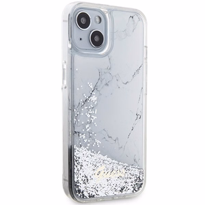 Guess Liquid Glitter Marble viedtālruņa apvalks iPhone 14 - balts