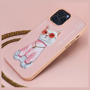 NIMMY case GLASSES COOL CAT for IPHONE 15 Pro Max pink