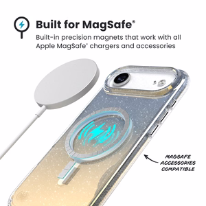 Speck Presidio Lux Glitter MagSafe vāciņš ierīcei iPhone Air, “Clear / Hyper Mirror Glitter” krāsā