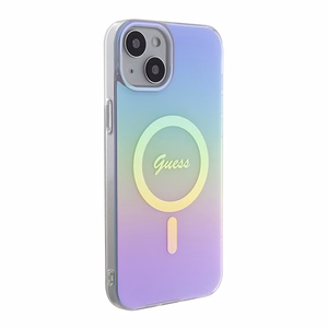 Guess IML Iridescent MagSafe apvalks iPhone 15 Plus - violets