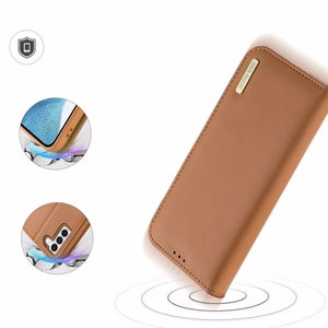 Dux Ducis Hivo viedtālruņa apvalks Samsung Galaxy S23+ atverams apvalks ar maku un RFID aizsardzību brūns