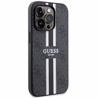 Guess GUHMP14LP4RPSK iPhone 14 Pro 6.1" melns/melns cietais apvalks 4G Printed Stripes MagSafe
