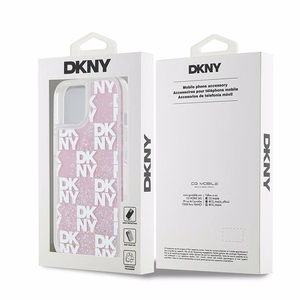 DKNY šķidrā spīduma vairāku logotipu viedtālruņa apvalks iPhone 15 / 14 / 13 - rozā