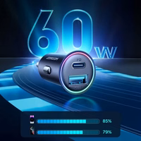 Automašīnas Lādētājs Joyroom "JR-CCN04" Melns 60W (1xPD / 1xQC3.0)