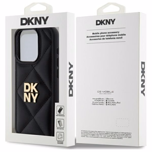 DKNY Quilted Stack Logo viedtālruņa apvalks iPhone 15 Pro - melns