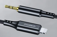Choetech AUX009 Lightning / mini džeks 3,5 mm kabelis 2 m - melns