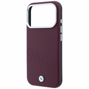 BMW maciņš IPHONE 18 Pro Max/17 Pro Max saderīgs ar MagSafe (Sign Inclined Deboss Letters) (krāsa: bordo)