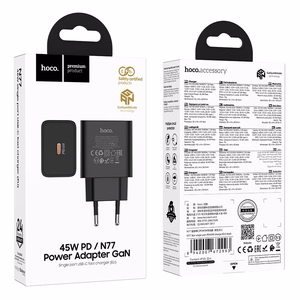 Telefona lādētājs Hoco USB C QC PD 45W N77 melns