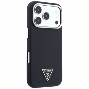Guess Kevlar Triangle Logo MagSafe maciņš modelim iPhone 17 Pro / 18 Pro – krāsa: melna