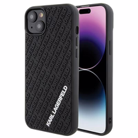 Karl Lagerfeld 3D gumijas daudzveidīgs logotips viedtālruņa apvalks iPhone 15 Plus - melns