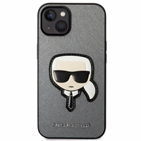 Karl Lagerfeld Saffiano Karla Galvas Plāksteris apvalks iPhone 14 - sudraba