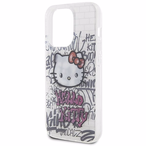 Hello Kitty IML kaķis uz ķieģeļiem grafiti viedtālruņa apvalks iPhone 14 Pro - balts
