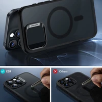 ESR Classic Hybrid Halolock MagSafe apvalks komplekts + rūdītais stikls iPhone 16 Pro Max - daļēji caurspīdīgs ar melnu rāmi