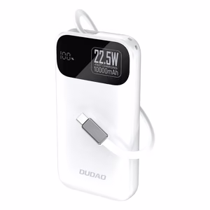 Dudao K31 10000 mAh 22.5W PD внешний аккумулятор со встроенным кабелем - Белый
