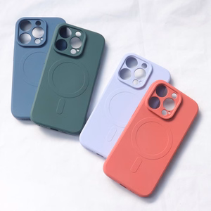 Magnētiskā saderīgs silikona viedtālruņa apvalks iPhone 15 - tumši zils