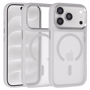 Liavec Cloudy vāciņš ar metāla kameras ietvaru, paredzēts iPhone 18 Pro/17 Pro, pelēks (kameras vadības poga)