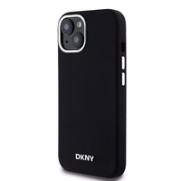 DKNY DKHMP15SSMCHLK iPhone 15 / 14 / 136.1" melns maciņš Liquid Silicone Small Metal Logo MagSafe