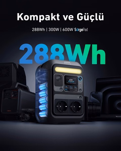 Anker SOLIX C300X pārnēsājama elektrostacija, litija dzelzs fosfāta (LiFePO4) akumulators, 90000 mAh