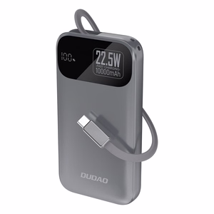 Dudao K31 10000 mAh 22.5W PD внешний аккумулятор со встроенным кабелем - Серый