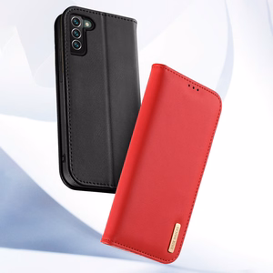 Dux Ducis Hivo ādas atverams vāciņš īstas ādas maks kartēm un dokumentiem Samsung Galaxy S22 + (S22 Plus) melns