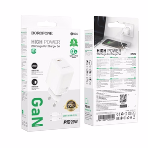 Borofone Сетевое зарядное устройство BN26 Fuente - Type C - PD 20W с кабелем Type C to Type C белый