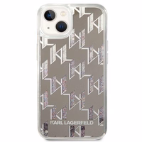 Karl Lagerfeld KLHCP14SLMNMS iPhone 14 6.1 "cietais viedtālruņa apvalks sudraba / sudraba šķidrais mirdzums Monogram