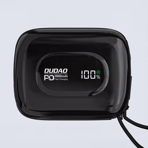 Dudao K32 22.5W 10000mAh portatīvais lādētājs ar iebūvētu USB-C / Lightning kabeli - melna