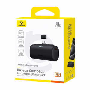 Portatīvais lādētājs Baseus Compact 5000mAh, 20W, USB-C (melna)