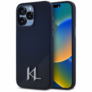 Karl Lagerfeld Silicone Shadow Metal Initial MagSafe Case for iPhone 15 Pro Max Black