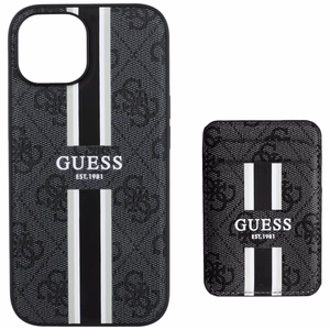 Guess 4G Stripes viedtālruņa apvalks ar Magnētisko maku iPhone 15 - melns