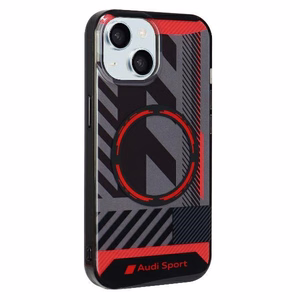 Audi IML Sport Magnētiskais viedtālruņa apvalks iPhone 15 / 14 Plus Plus 6.7" melns/melns cietais apvalks AU-IMLMIP15M-RSQ/D2-BK