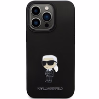 Karl Lagerfeld KLHCP13LSMHKNPK viedtālruņa apvalks iPhone 13 Pro / 13 - melns silikona Ikonik metāla piespraude