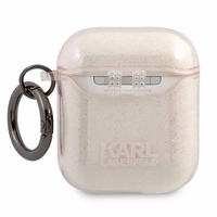 Karl Lagerfeld Glitter Karl's Head apvalks AirPods 1/2 - zelta