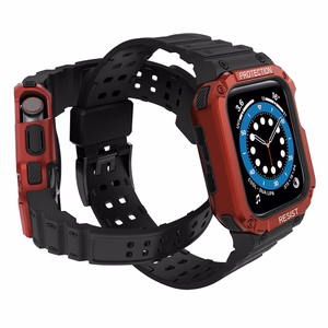 Band "Siksniņa Band" priekš Apple Watch 42mm/44mm/45mm (Melns + Sarkans)