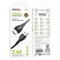 Borofone Kabelis BX121 Enerģija - USB uz Micro USB - 2,4A 1 metrs - melns