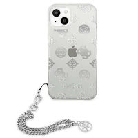 Guess GUHCP13SKPESI iPhone 13 mini 5.4" sudrabains cietais apvalks Peony Chain kolekcija