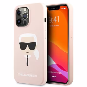 Karl Lagerfeld Silikona Karl`s galvas viedtālruņa apvalks iPhone 13 Pro / 13 6.1" - gaiši rozā