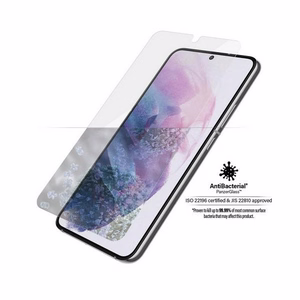 PanzerGlass E2E Microfracture antibakteriālais stikls Samsung Galaxy S22 - ar melnu rāmi