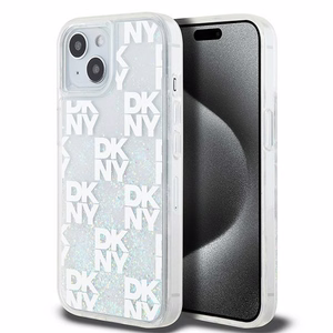 DKNY šķidrā spīduma vairāku logotipu viedtālruņa apvalks iPhone 15 / 14 / 13 - balts