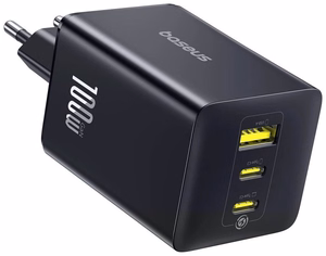 Baseus EnerFill FE11 100W sienas lādētājs 2 x USB-C + USB-A - melns