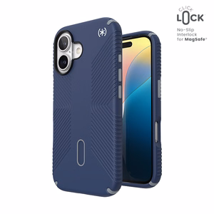 Speck Presidio2 Grip vāciņš ar MagSafe un ClickLock iPhone 16 tālrunim, Coastal Blue/Dust Grey
