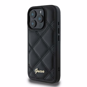 Guess Stepētais Metāla Logotipa viedtālruņa apvalks iPhone 16 Pro Max - melna