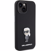 Karl Lagerfeld silikona Ikonik Metal Pin viedtālruņa apvalks iPhone 15 - melns