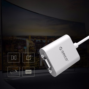 Orico PTAV adapteris USB-C–VGA un 3,5 mm, Full HD, 0,15 m – sudraba krāsas