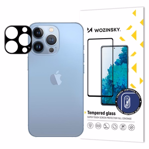 9H rūdīts stikls iPhone 15 Pro Wozinsky Full Camera stikls - melns