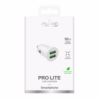 Puro Pro Lite automašīnas lādētājs 2x USB-A 10W - balts